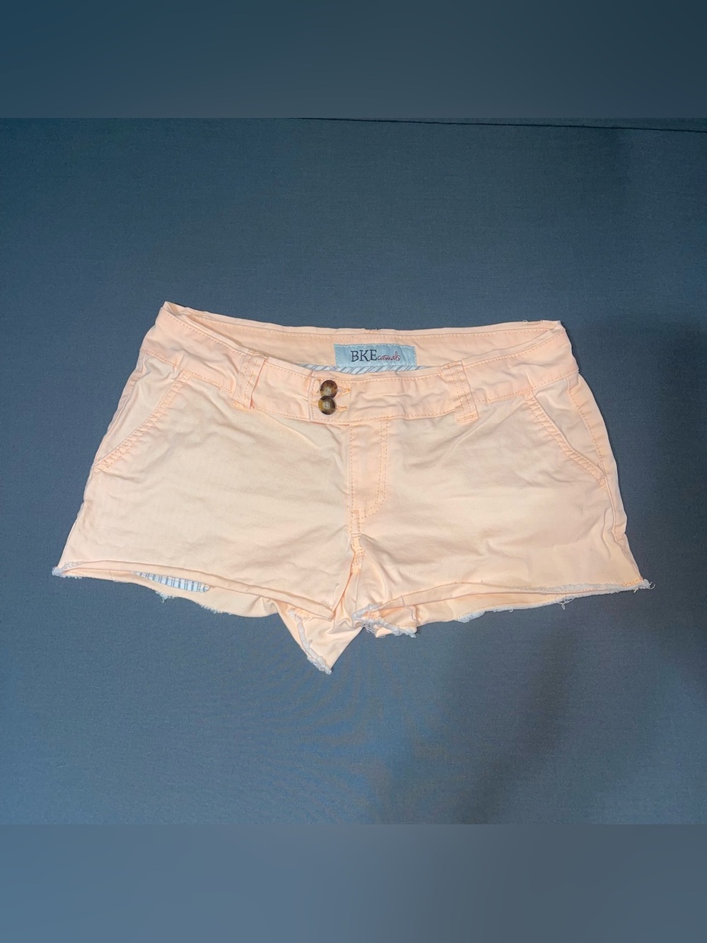 BKE Casuals Trey Orange Raw Hem Shorts Pockets Double Buttons Women's Size 27